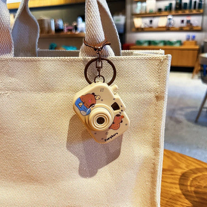 Capybara Luminous Projection Camera Toy Keychain Creative Cartoon Cute Capybara Bag Pendant