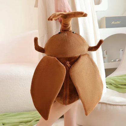 45cm Funny Creative Cartoon Insect Cicada Beetle Plush Doll Backpack Brown Green Insect Soft Plush Toy Gift For Boys And Girls