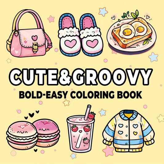 CUTE & GROOVY Bold-easy Patterns Coloring Book for Adults Cute Drawing Book Perfect Gift for Party and Birthday