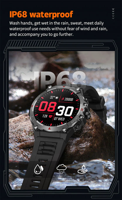 Military GPS Smart Watch Men AMOLED HD Screen Altitude Compass Heart Rate Sports Watch BT Calling IP68&10ATM Waterproof Watch