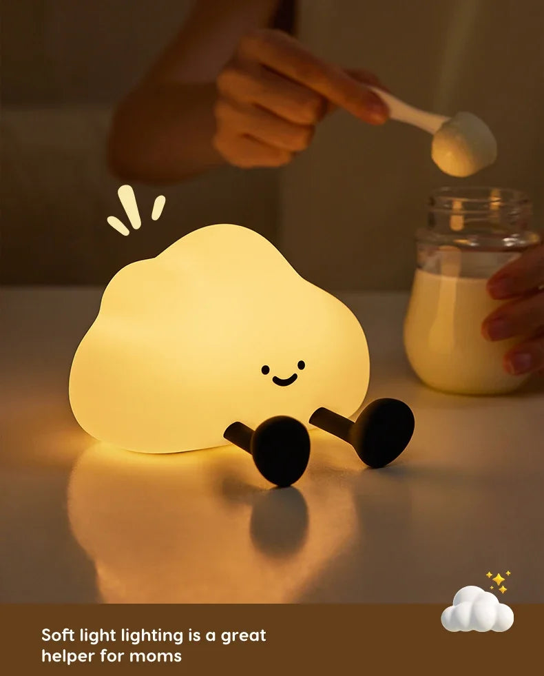 Cute Silicone Night Light Dimmable Nursery Sleeping Lamp Touch Control Nightlights USB Rechargeable Table Lamp For Baby Child