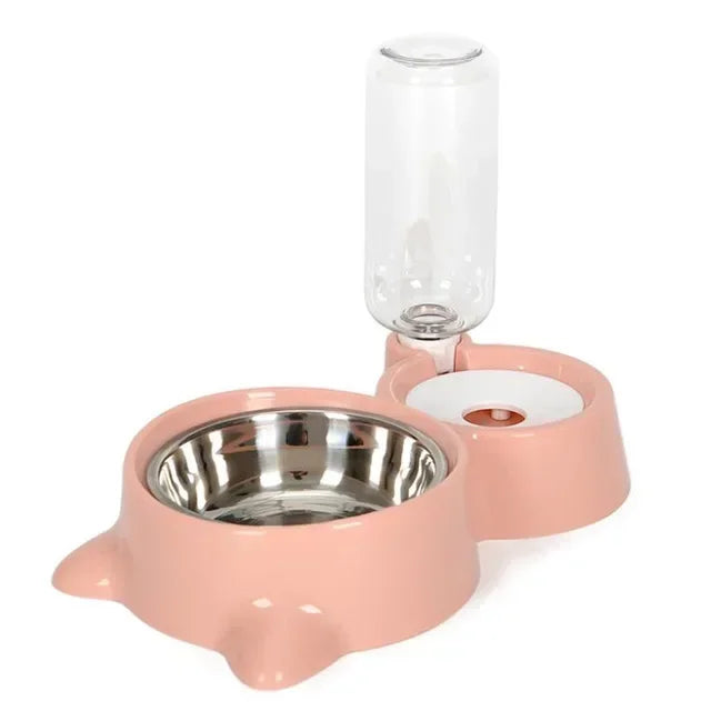 Pet food bowl, food container with automatic water storage and equipped with pet water dispenser 2-in-1 cat bowl water dispenser