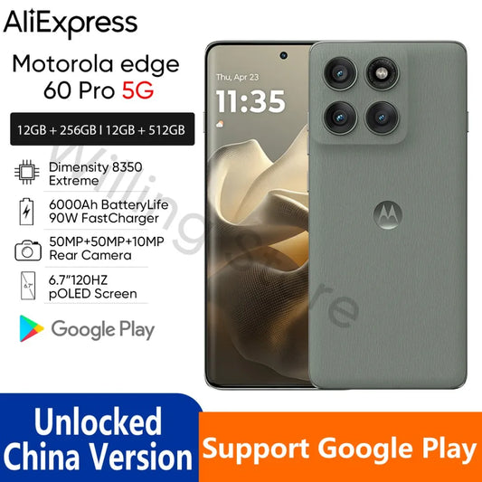 Motorola Moto Edge 60 Pro 5G AI Smart Phone 6.7'' 120Hz pOLED Screen 6000mAh Battery 90W SuperCharge 50MP Main Camera
