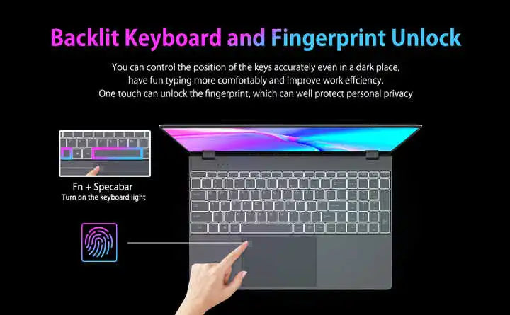 New Lightweight Laptop 15.6 Inch IPS Large Display 1920*1080 Large Keyboard Portable Office Games Notebook 5000mAh Battery