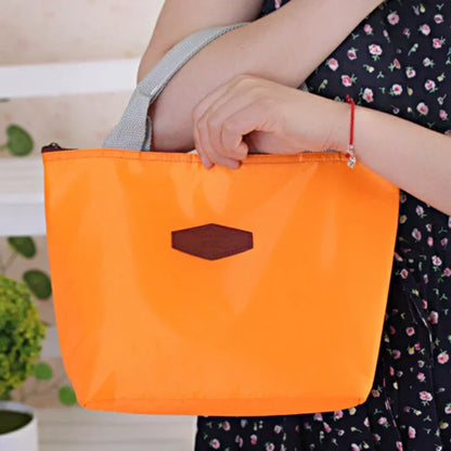 Lunch Box Camping Picnic Bag Lunch Bags Solid Color Portable Insulated Refrigerated Bag Cold Food Cooler Thermal Handbag Hot