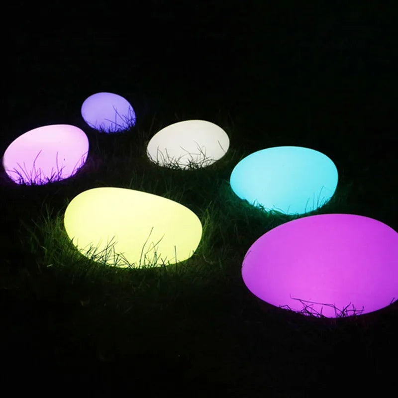 Garden LED Stone Light  Lawn Lamp Outdoor Landscape Lighting Remote Control Home Floor Lamp Camping Party Decoration Cobble
