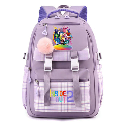 Inside Out 2 Girls Anime Cute Backpack Boy Cartoon Printed Schoolbag Children Large Capacity Book Bag Kids Shoulders Bag