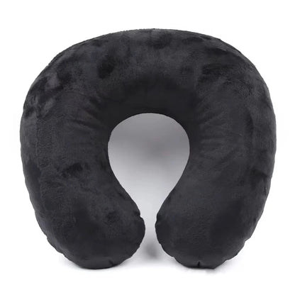 1PC U-shaped Travel Pillow Portable Lazy Inflatable Neck Cervical Support Short Plush Office Sleep Essentials