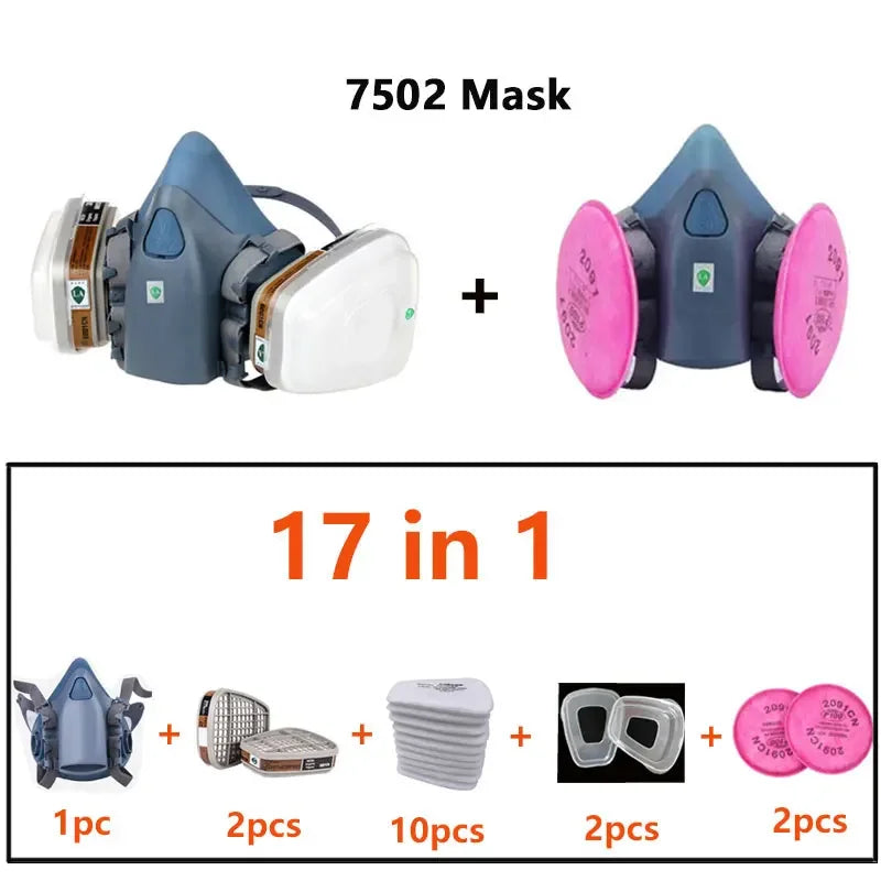7502 Half Mask Dust Gas Mask 7502 Respirator Chemical Paint Spray Pesticide Filter Widely Use Protection