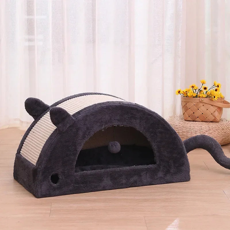 Cat Nest Warm Cat House Enclosed House All Year Round Winter Cat Sleeping Nest Pet Supplies