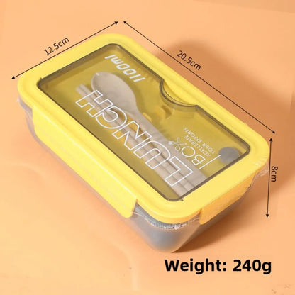 Plastic Compartments For Students And Office Workers, Large Capacity Bento Box With Lid, Sealed Insulated Lunch Container