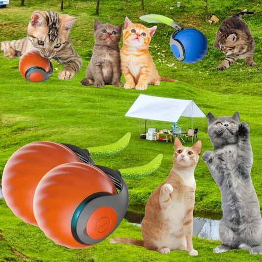 Cat Interactive Ball Toys Automatic Rolling Ball Faux Tail Rechargeable Smart Pet Electric Toy Dog Cat Training Imitate Mouse