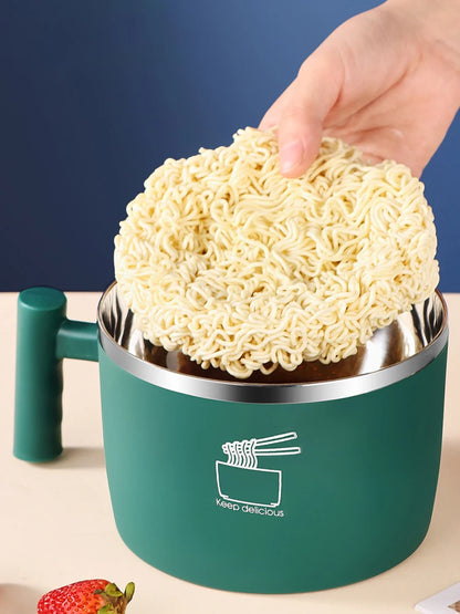 Stainless Steel Bowl With Lid For Instant Noodles Sealed And Portable Drain Bowl For Kitchen Utensils Instant Noodle Partner