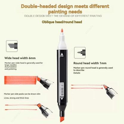 12 Colors Alcohol Based Markers Set Dual Tip Sketching Drawing Markers Animation for Adults Kids Painting School Supplies