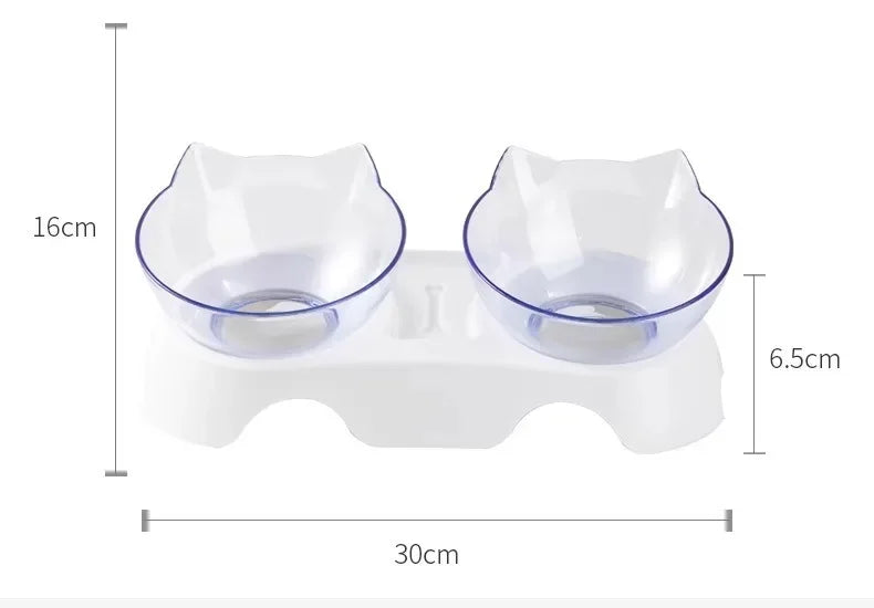 Pet Double Bowl Cat Bowl Dog Bowl with Stand Transparent Double Bowl Pet Feeding Cat Water Bowl Cat Food Pet Bowl Dog Feeder