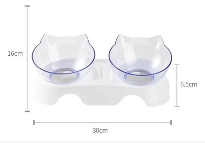 Pet Double Bowl Cat Bowl Dog Bowl with Stand Transparent Double Bowl Pet Feeding Cat Water Bowl Cat Food Pet Bowl Dog Feeder