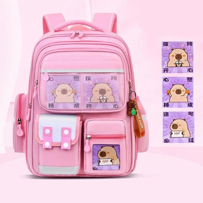 E8FB Lightweight Capybara Backpack for Kids Lovely and Breathable School Bag with Large Storage Space and Adjustable Strap