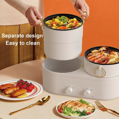 1.8L Home Dual Capacity Electric Cooker Split Yuanyang Electric Hot Pot Multifunctional Pot Non-stick Electric Frying Pan 220V