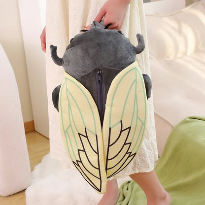 45cm Funny Creative Cartoon Insect Cicada Beetle Plush Doll Backpack Brown Green Insect Soft Plush Toy Gift For Boys And Girls