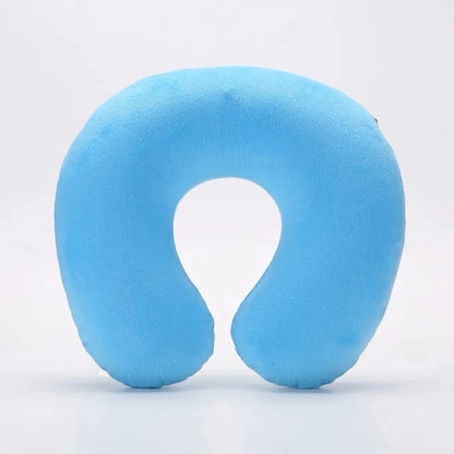 1PC U-shaped Travel Pillow Portable Lazy Inflatable Neck Cervical Support Short Plush Office Sleep Essentials