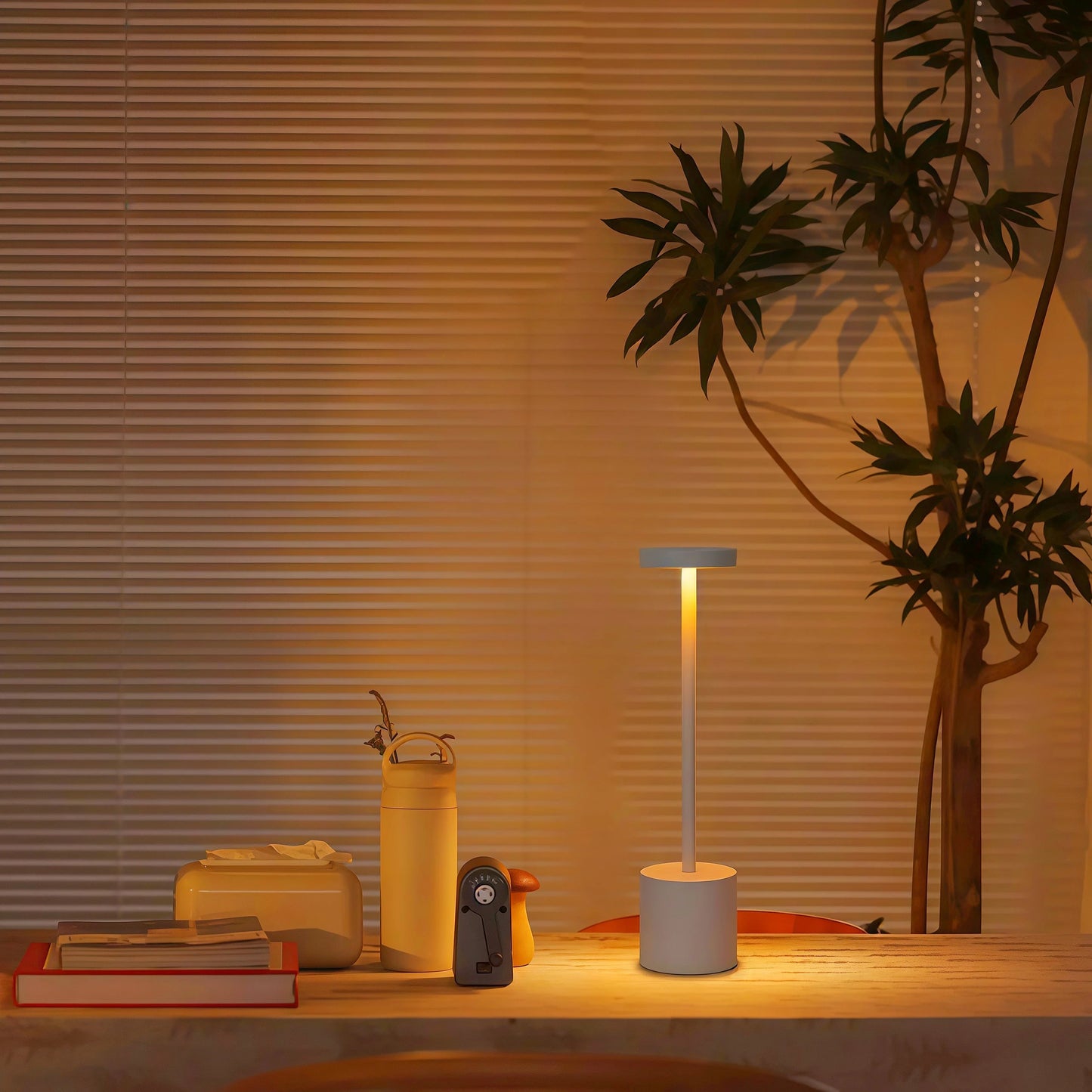 Wireless charging LED desk lamp | 3-color + adjustable dimming | USB charging | Bedside lamp | Festival gift.