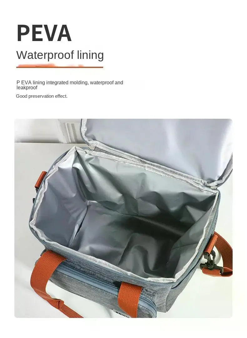 Portable Thermal Lunch Bag Picnic Food Cooler Bags Insulated Case Durable Waterproof Office Lunchbag Shoulder Strap Cooling Box
