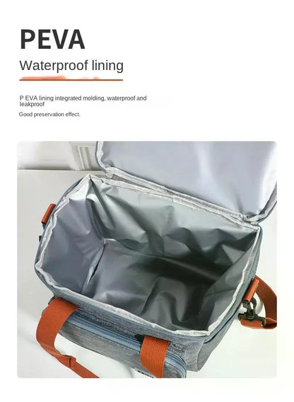 Portable Thermal Lunch Bag Picnic Food Cooler Bags Insulated Case Durable Waterproof Office Lunchbag Shoulder Strap Cooling Box
