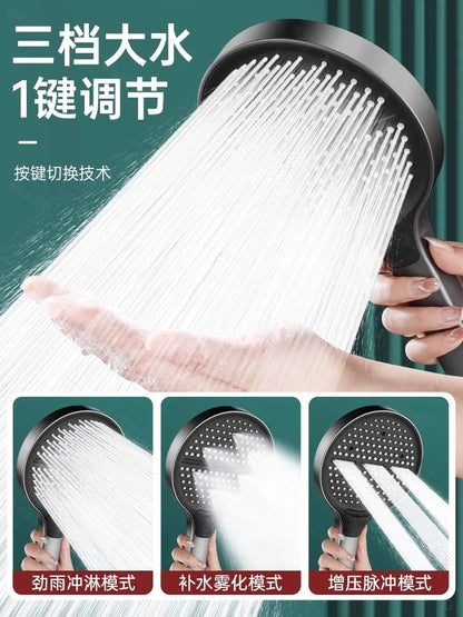High Pressure 15cm Big Panel Shower Head 3 Modes Adjustable Showerheads with Hose Water Saving Spray Nozzle Bathroom Accessories