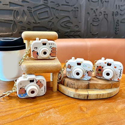New Capybara Projection Camera Keychain Cartoon Kawaii Mini Camera Keyring Hanging Decoration Fashion Backpack Pendant