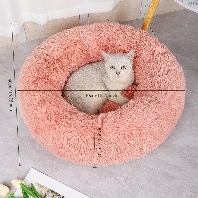 Plush Pet Nest Winter Cat Nest Dog Nest Warm Detachable and Washable Round Cat Nest Pet Bed Seasonal Universal Decoration Home