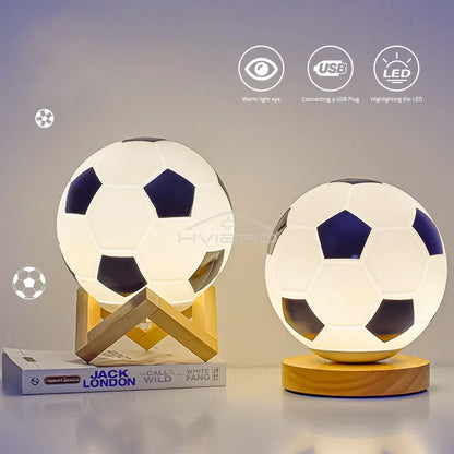 1PCS 3D Football Night Light Bedroom Desktop Decoration Soccer Lamp Battery Powered Perfect Gift For Teenagers Decor Bulb Gifts