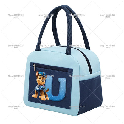 Cute PAW Patrol Thermal Bag Food Storage Container Letter A-Z Student Lunchbox Cartoon Fashion Handbags Bento Durable Bags Gifts
