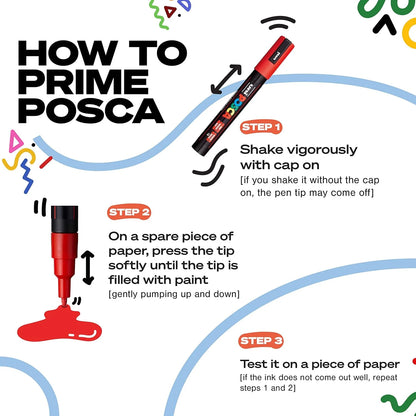 Japan Uni POSCA Marker Pen Set Acrylic Graffiti Drawing Permanent Waterproof Children's Drawing PC-3M/1M/5M Fabric Art Supplies