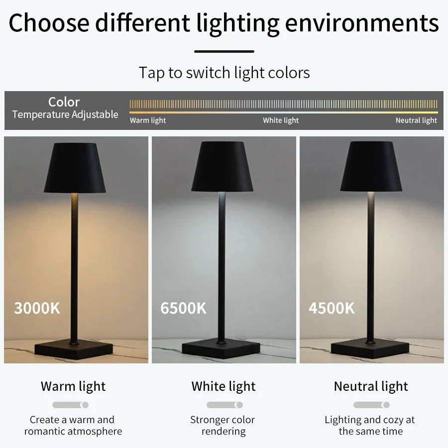 Nordic LED Table Lamp Rechargeable Touch Dimmable Desk Lamp bedroom decoration Home Dining Room Coffee Shop Simple Room Decor