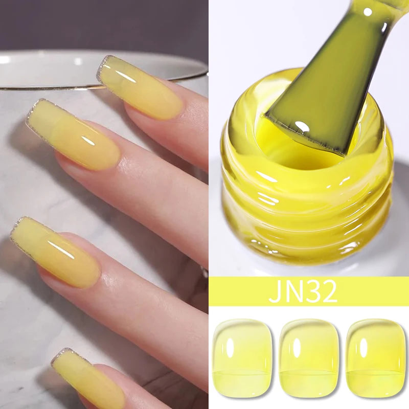 BORN PRETTY 10ml Wine Red Glitter Jelly Nude Gel Nail Polish Soak Off Translucent Color UV Light Cure for Nail Art DIY at Home