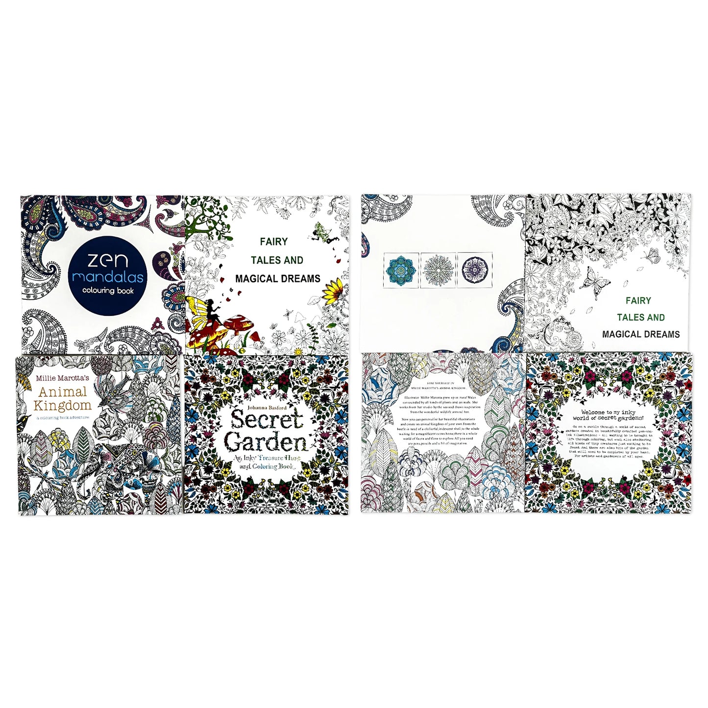 1 set of eight 24-page mandala flower coloring books for children and adult graffiti drawings