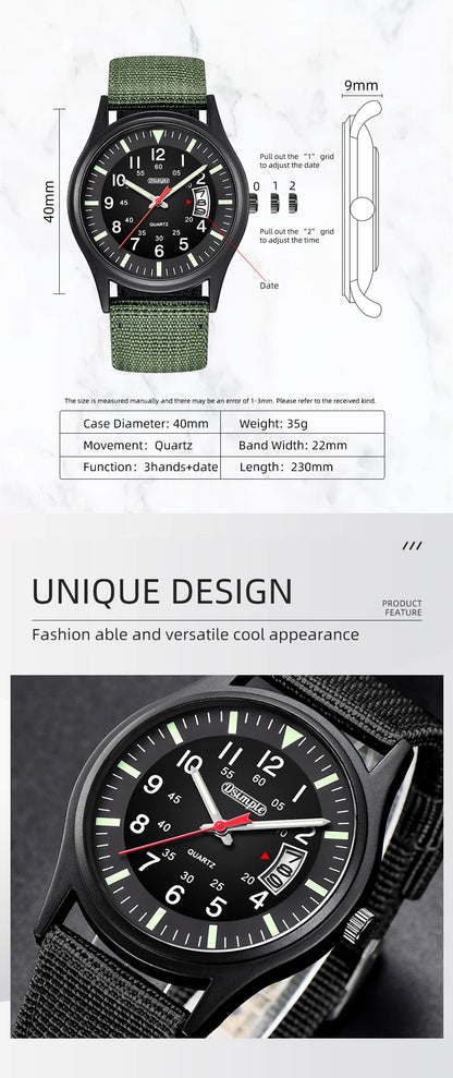 Reloj Hombre 2023 Fashion Mens Nylon Watches Luxury Men Army Military Quartz Watch Calendar Date Wristwatch Relogio Masculino