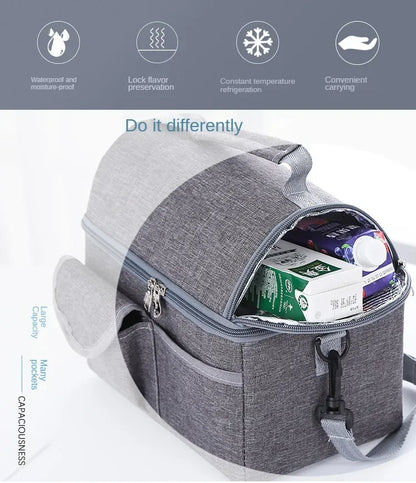 Lunch Bag Reusable Insulated Thermal Bag Women Men Multifunctional 8L Cooler and Warm Keeping Lunch Box Leakproof Waterproof