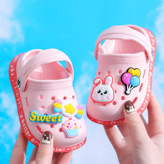 Children Cute Cartoons Sandals for Girls Boy Summer Baby Shoes Animal Rabbit Garden Beach Shoes Cave Hole Breathe Kids Slipper