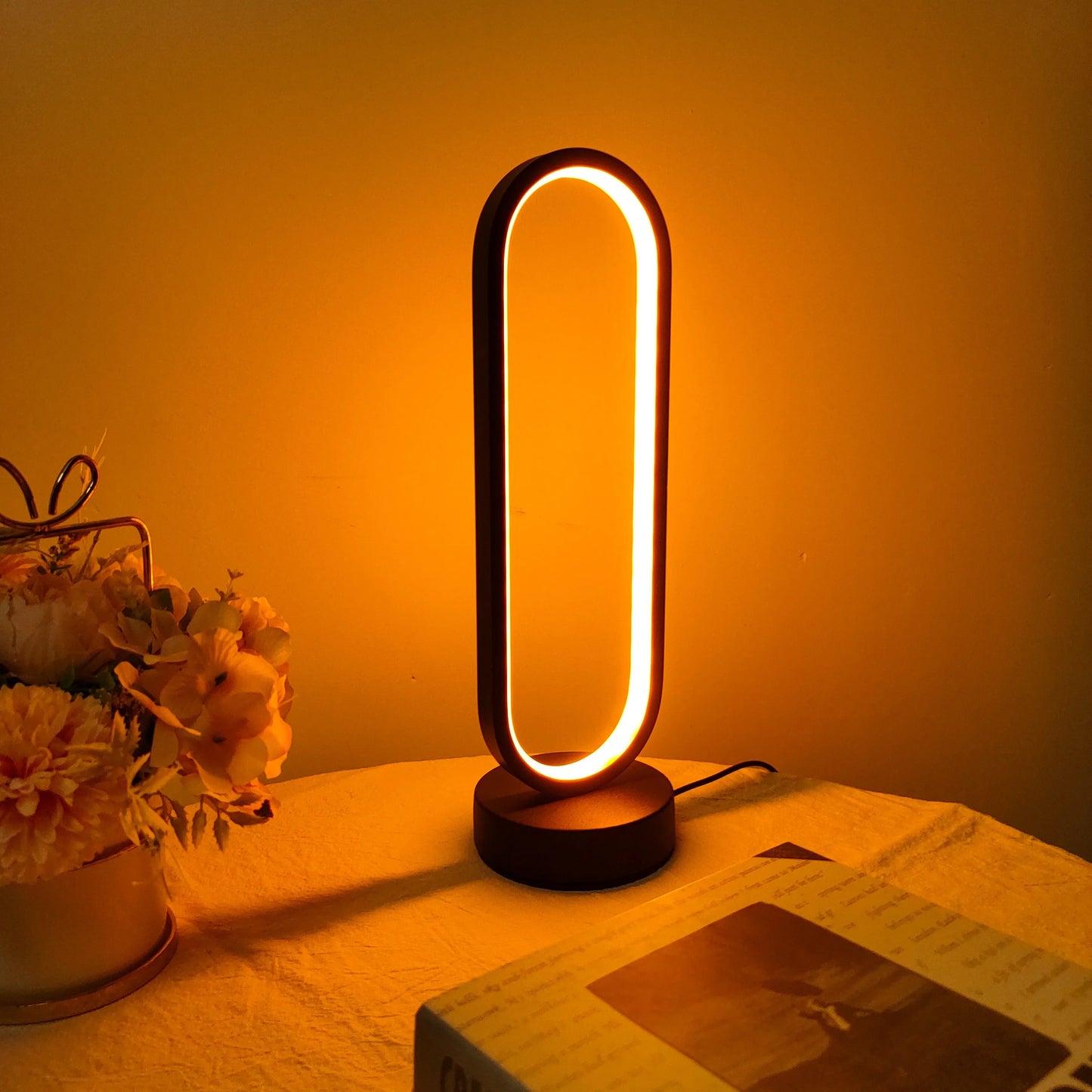 Creative Lamp Bedroom Ring Lamp Living Room Three-color Dimming Bedside Lamp LED Night Light
