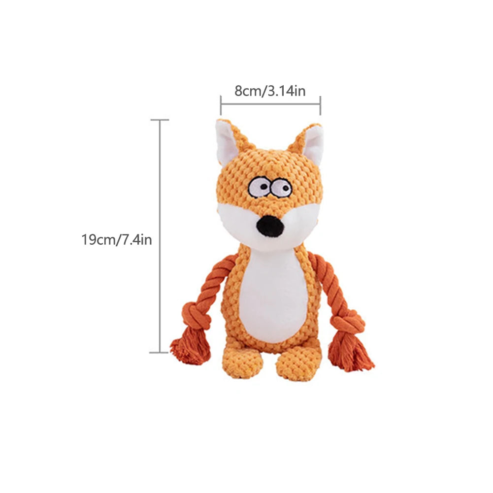 Dog Enrichment Toy Cute Animal Rope Dog Toy Plush Puppy Chew Pet Squeak Toy Cartoon Interactive Games For Dogs Stuff For Dogs