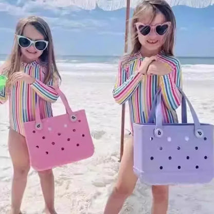 Waterproof Summer Storage Basket Mini Kid Beach Bogg Bag Women Shopping Bag Picnic Rubber Jelly Tote Bogg Bag Kid Purses