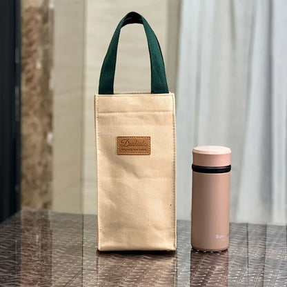 1Pc Handheld Water Bottle Holder Portable  Universal Canvas Insulated Cup Cover Cup Bag Carrying Umbrella Bag