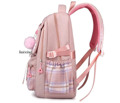 Lovely Kuromi Melody Backpacks Cosplay Plaid Women Men multi-pocket Lightweight School Bags Travel Ins Capacity Laptop Mochilas