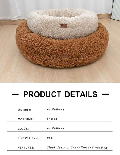 Wholesale Manufacturer Soft Luxury Fleece Plush Pet Cushion Round Donut Sleeping Calming Pet Cat Dog Bed Dog Kennel