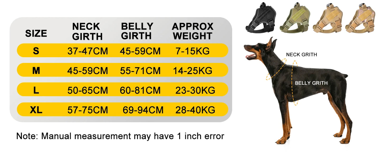 Tactical Dog Harness Pet Doberman Pinscher Pet Training Vest Dog Harness for Small Medium Large Dogs Explosion Proof