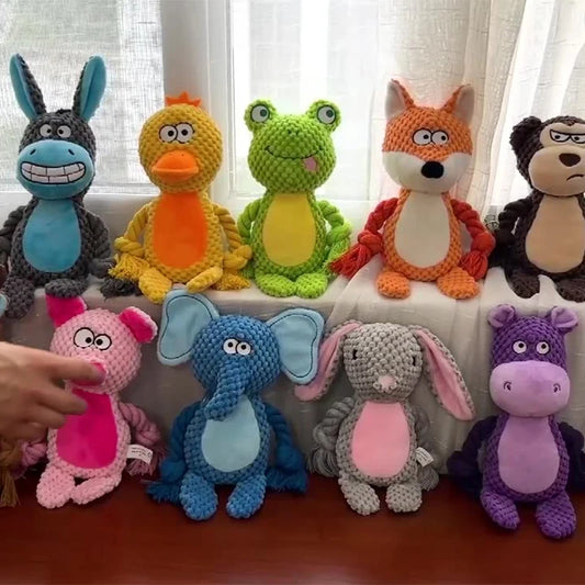 Stuffed Raw Small Dog Plush Interactive Toy Indestructible Bite Resistant Sound Puppy Squeaky Dogs Rattle For Pet Toys Supplies