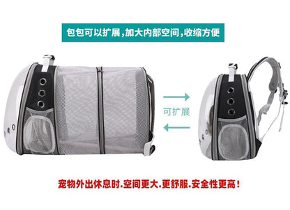 Pet Backpack Transparent Space Capsule Double Shoulder Cat Go Out Backpack Expandable Cat Bag Go Out Portable Small Dog Bag