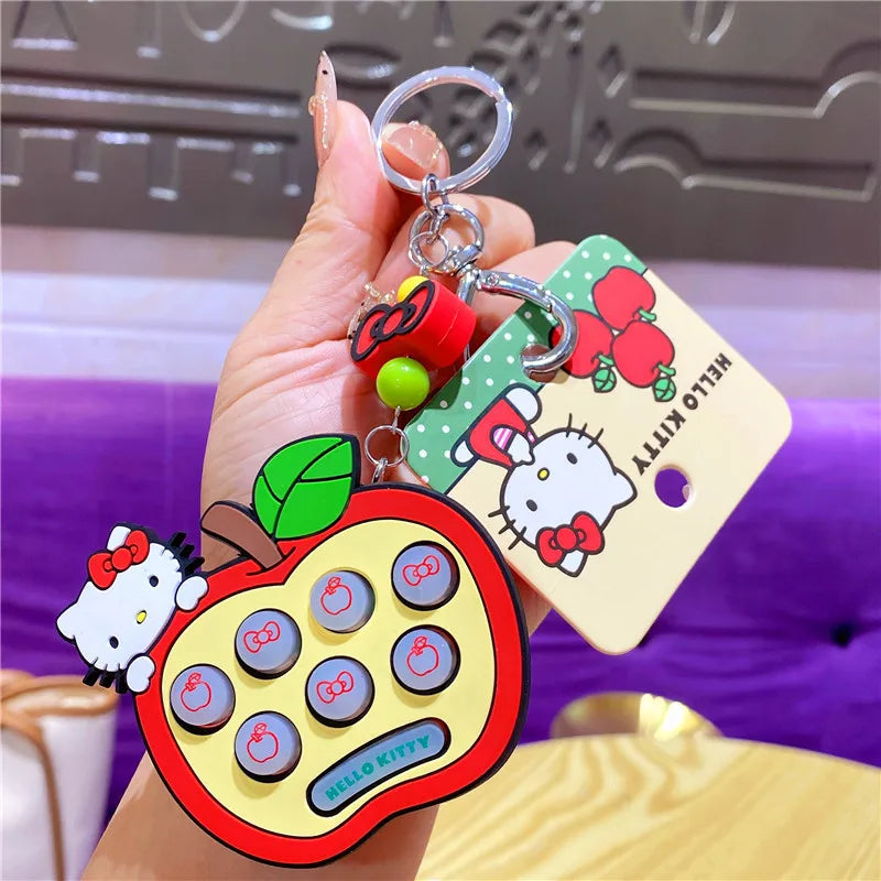 Wholesale Sanrio Keychain Hello Kitty Schoolbag Pendant Kawaii Kt Red Blue White Cartoon Key Kitty Tv Beaded Keyring Girl Gift ﻿
