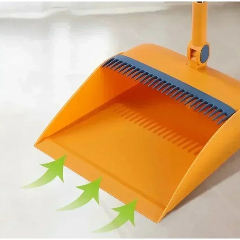 Household Broom Dustpan Combo Set Soft Bristle Broom Strips Nonstick Hair Folding Storage Not Taking Up Space